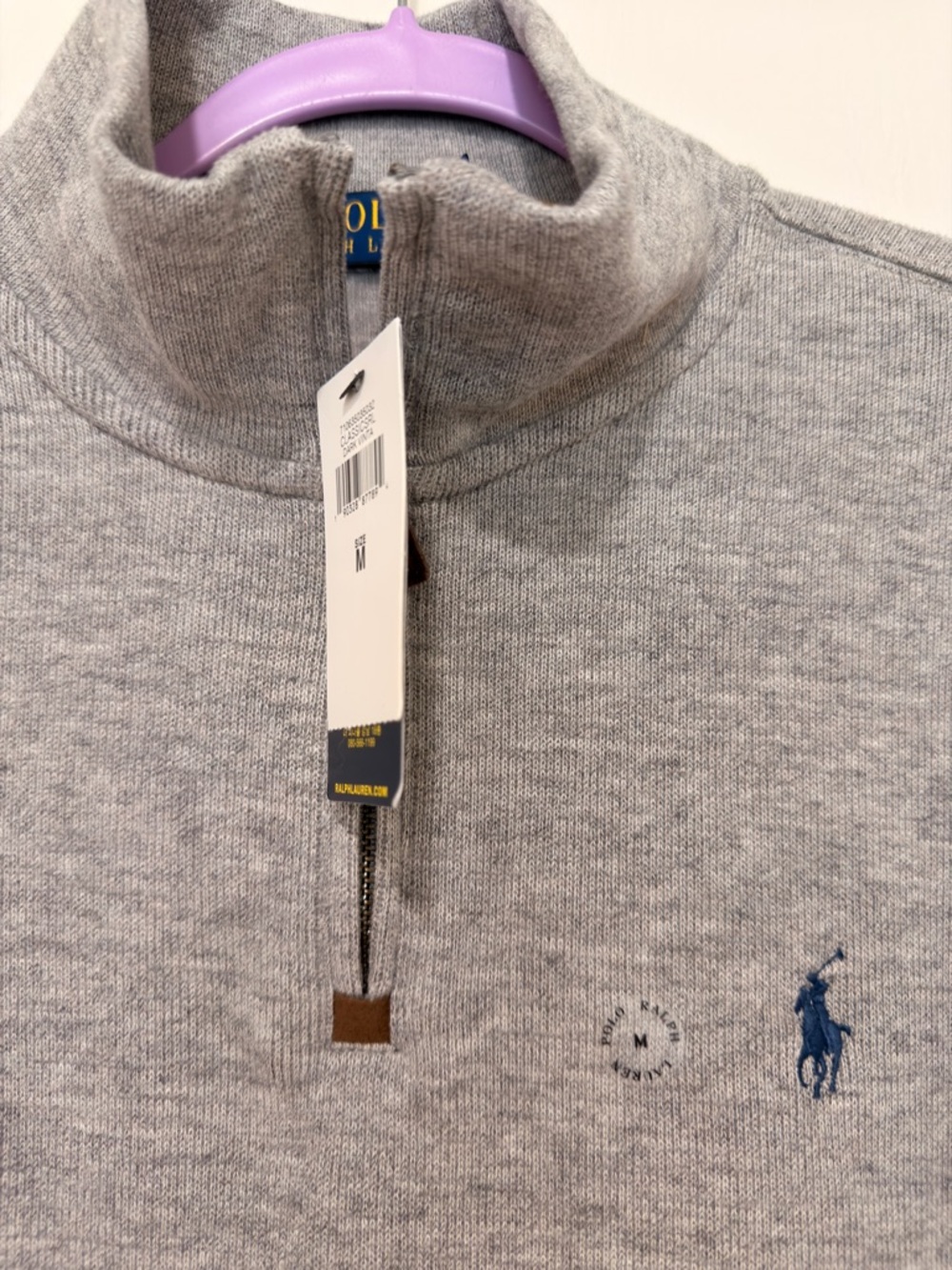 Polo Ralph Lauren Quarter Zip Pullover Medium Gray Sweater NWT Men’s - Picture 2 of 5